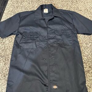 Dickies Men's Navy Blue Short Sleeve Button Down Shirt